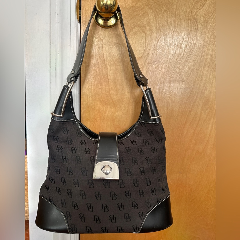 Dooney & Bourke Vintage Black Leather Crescent Hobo Shoulder Purse Bag